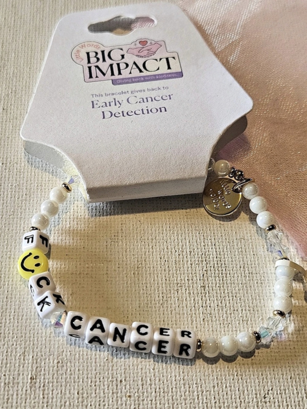 Big Impact Early Cancer Detection bracelet in White & Gold NWT
